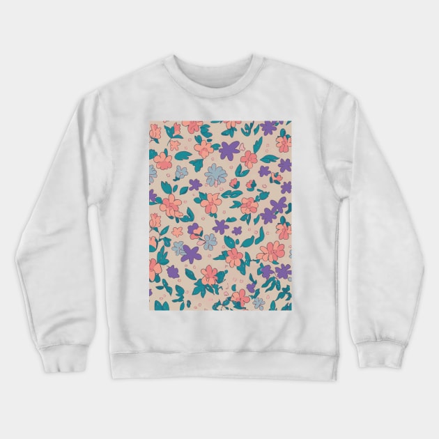 Floral Pattern 90' lofi: Pastel Petal Harmony Magnet Crewneck Sweatshirt by FLRW